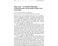 Hans Lenk – An Olympic Philosopher of...